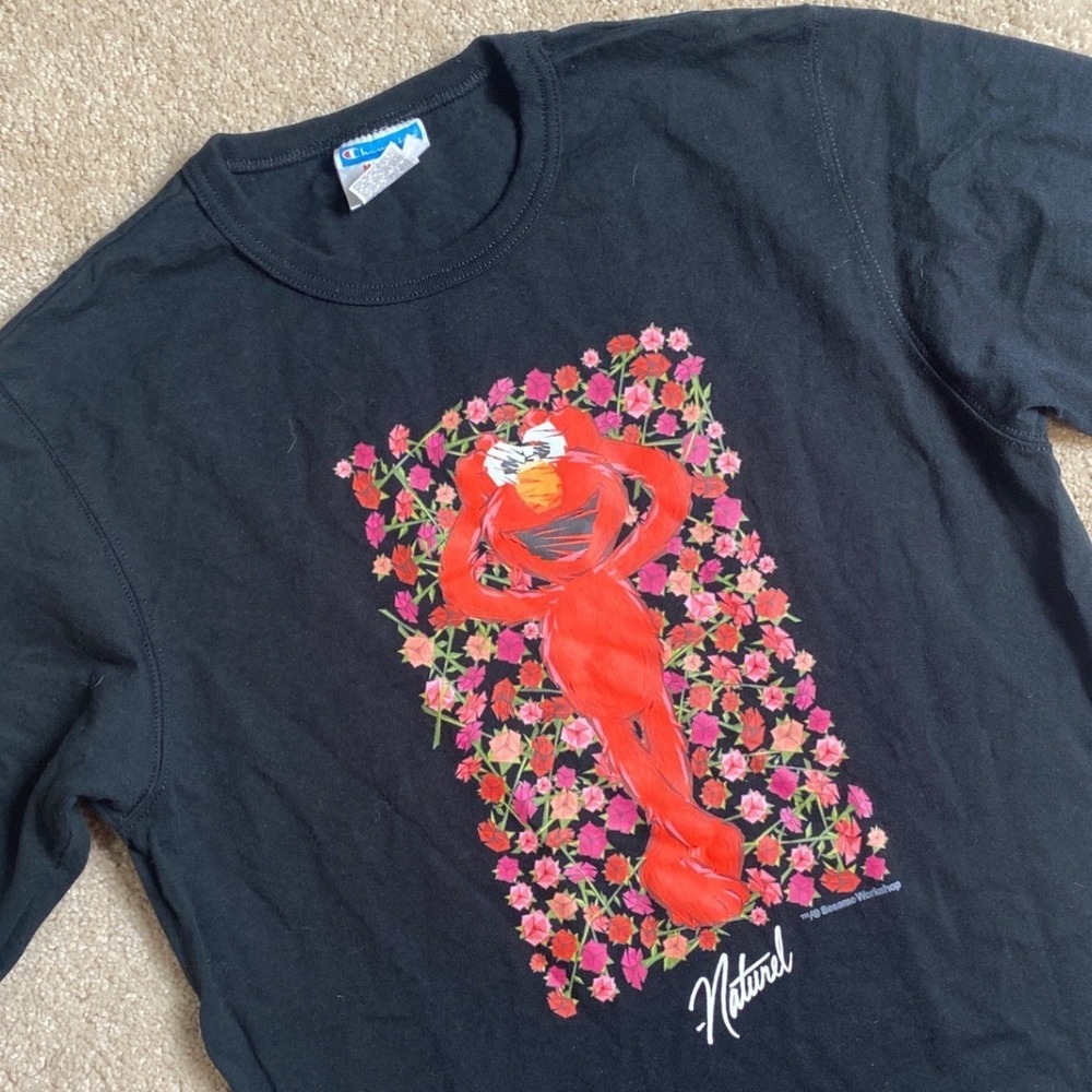 Champion Naturel Elmo Sesame Street Graphic‎ T-Shirt Mens Medium Black Cotton - Picture 8 of 8